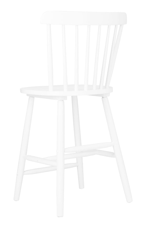 Safavieh GALENA Counter Stool - Timeless Farmhouse Charm with Classic Spindle Back and Durable Rubberwood Design White BST8503A-SET2