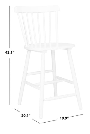 Safavieh GALENA Counter Stool - Timeless Farmhouse Charm with Classic Spindle Back and Durable Rubberwood Design White BST8503A-SET2