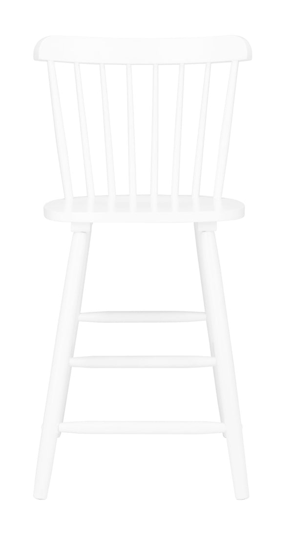 Safavieh GALENA Counter Stool - Timeless Farmhouse Charm with Classic Spindle Back and Durable Rubberwood Design White BST8503A-SET2