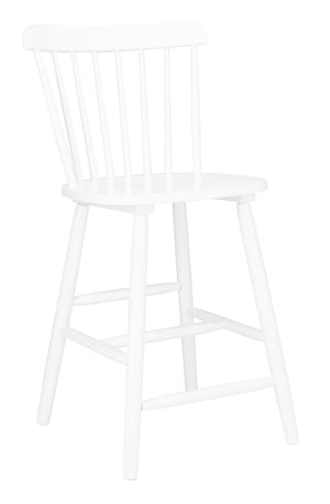 Safavieh GALENA Counter Stool - Timeless Farmhouse Charm with Classic Spindle Back and Durable Rubberwood Design White BST8503A-SET2