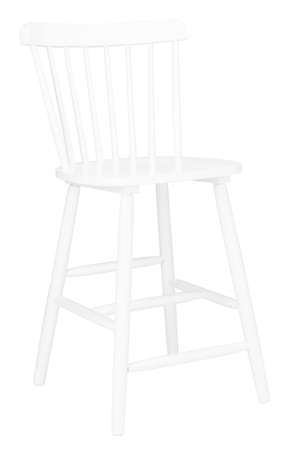 Safavieh GALENA Counter Stool - Timeless Farmhouse Charm with Classic Spindle Back and Durable Rubberwood Design White BST8503A-SET2