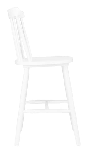 Safavieh GALENA Counter Stool - Timeless Farmhouse Charm with Classic Spindle Back and Durable Rubberwood Design White BST8503A-SET2
