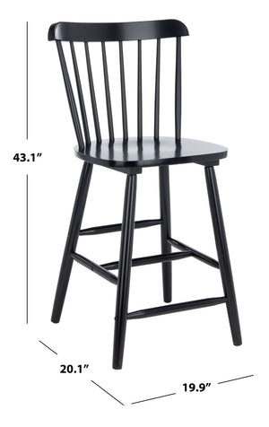 Safavieh GALENA Counter Stool - Timeless Farmhouse Charm with Classic Spindle Back and Durable Rubberwood Design Black BST8503B-SET2