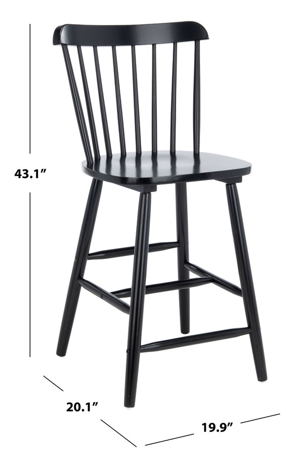 Safavieh GALENA Counter Stool - Timeless Farmhouse Charm with Classic Spindle Back and Durable Rubberwood Design Black BST8503B-SET2