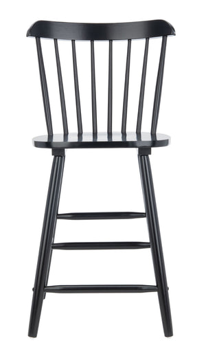 Safavieh GALENA Counter Stool - Timeless Farmhouse Charm with Classic Spindle Back and Durable Rubberwood Design Black BST8503B-SET2