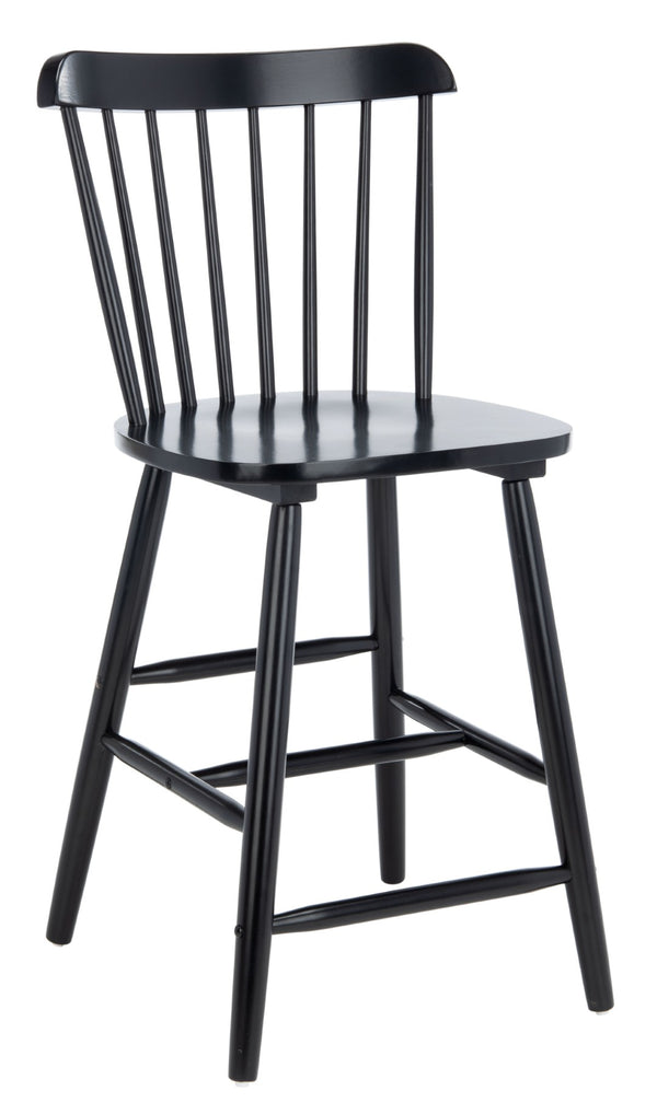 Safavieh GALENA Counter Stool - Timeless Farmhouse Charm with Classic Spindle Back and Durable Rubberwood Design Black BST8503B-SET2