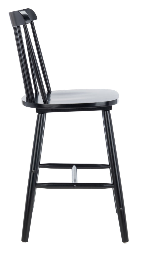 Safavieh GALENA Counter Stool - Timeless Farmhouse Charm with Classic Spindle Back and Durable Rubberwood Design Black BST8503B-SET2