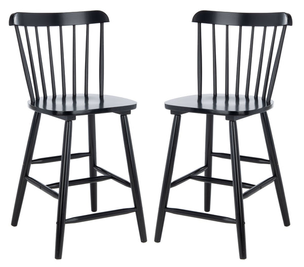 Safavieh GALENA Counter Stool - Timeless Farmhouse Charm with Classic Spindle Back and Durable Rubberwood Design Black BST8503B-SET2