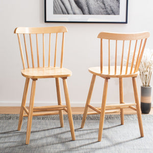 Safavieh GALENA Counter Stool - Timeless Farmhouse Charm with Classic Spindle Back and Durable Rubberwood Design Natural BST8503C-SET2