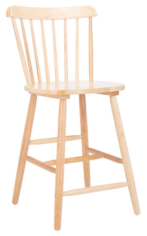 Safavieh GALENA Counter Stool - Timeless Farmhouse Charm with Classic Spindle Back and Durable Rubberwood Design Natural BST8503C-SET2