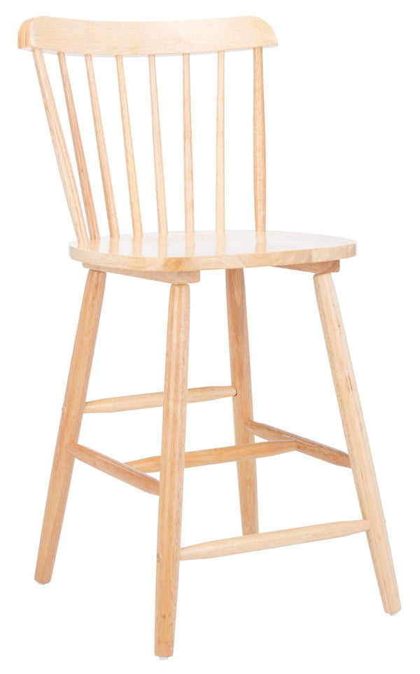 Safavieh GALENA Counter Stool - Timeless Farmhouse Charm with Classic Spindle Back and Durable Rubberwood Design Natural BST8503C-SET2