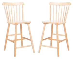 Safavieh GALENA Counter Stool - Timeless Farmhouse Charm with Classic Spindle Back and Durable Rubberwood Design Natural BST8503C-SET2