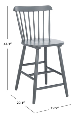 Safavieh GALENA Counter Stool - Timeless Farmhouse Charm with Classic Spindle Back and Durable Rubberwood Design Grey BST8503D-SET2