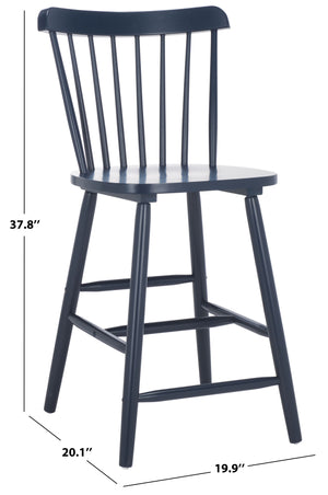 Safavieh Galena Counter Stool Set Of 2 - Chic Spindle Back Design In Classic White For Rustic Kitchen Style Navy Wood Bst8503e-set2