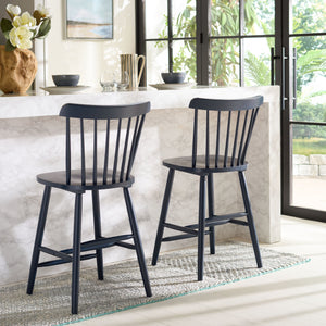 Safavieh Galena Counter Stool Set Of 2 - Chic Spindle Back Design In Classic White For Rustic Kitchen Style Navy Wood Bst8503e-set2