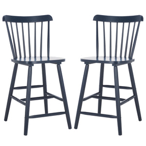 Safavieh Galena Counter Stool Set Of 2 - Chic Spindle Back Design In Classic White For Rustic Kitchen Style Navy Wood Bst8503e-set2