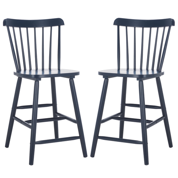Safavieh Galena Counter Stool Set Of 2 - Chic Spindle Back Design In Classic White For Rustic Kitchen Style Navy Wood Bst8503e-set2