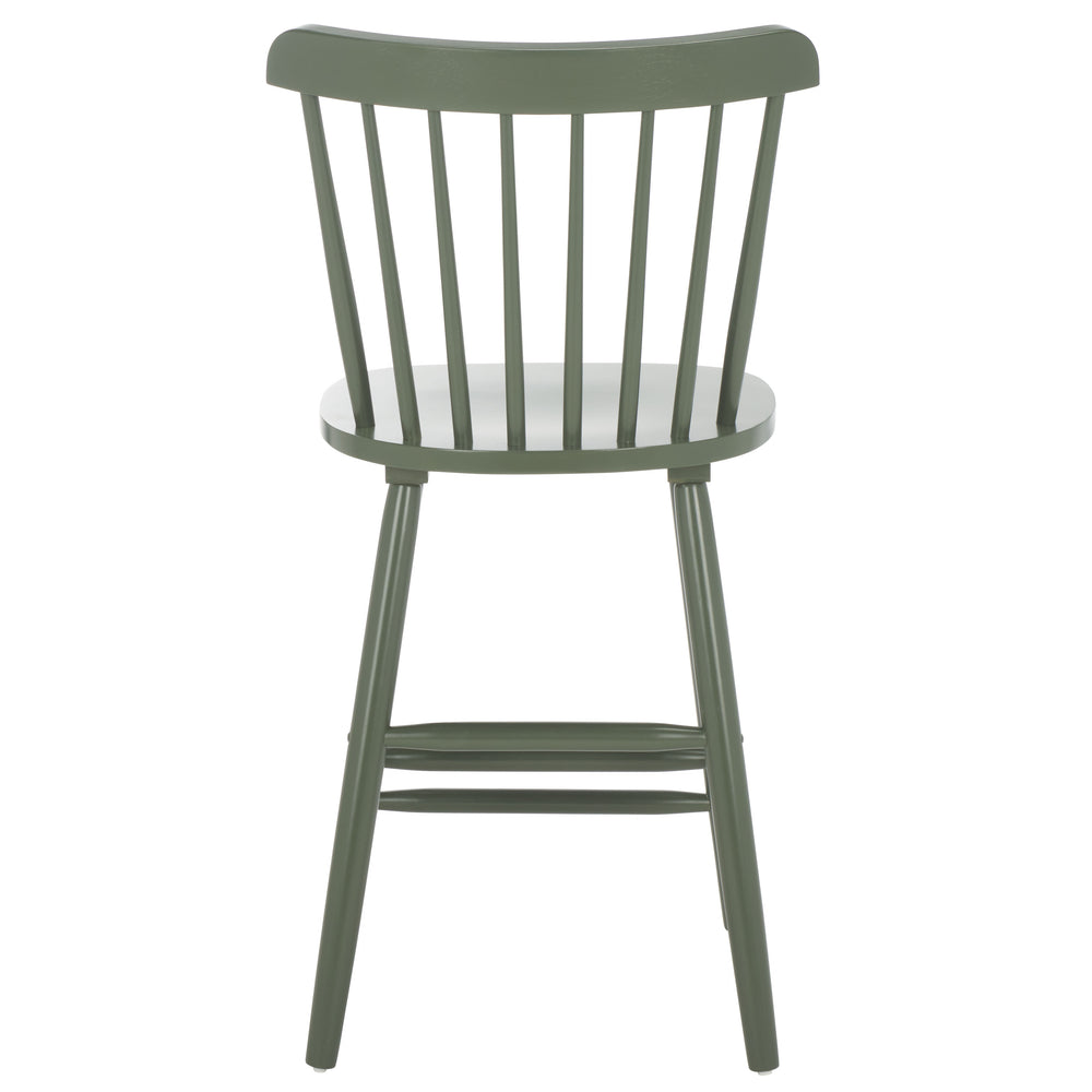 Safavieh Galena Counter Stool Set Of 2 - Chic Spindle Back Design In Classic White For Rustic Kitchen Style Dusty Green Wood Bst8503f-set2