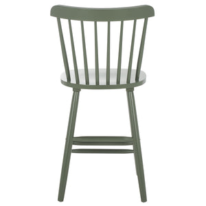 Safavieh Galena Counter Stool Set Of 2 - Chic Spindle Back Design In Classic White For Rustic Kitchen Style Dusty Green Wood Bst8503f-set2