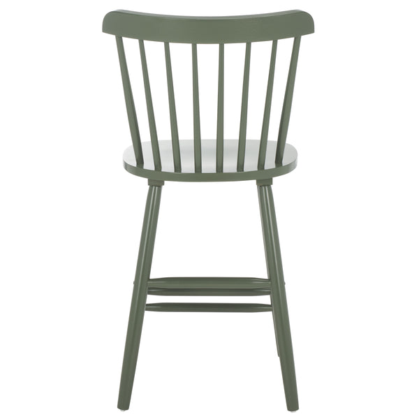 Safavieh Galena Counter Stool Set Of 2 - Chic Spindle Back Design In Classic White For Rustic Kitchen Style Dusty Green Wood Bst8503f-set2