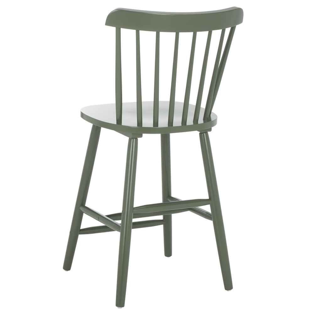 Safavieh Galena Counter Stool Set Of 2 - Chic Spindle Back Design In Classic White For Rustic Kitchen Style Dusty Green Wood Bst8503f-set2