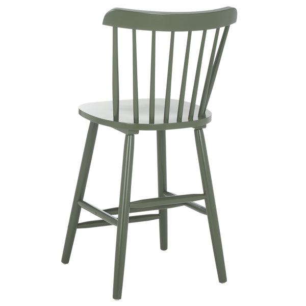 Safavieh Galena Counter Stool Set Of 2 - Chic Spindle Back Design In Classic White For Rustic Kitchen Style Dusty Green Wood Bst8503f-set2