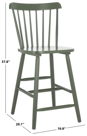 Safavieh Galena Counter Stool Set Of 2 - Chic Spindle Back Design In Classic White For Rustic Kitchen Style Dusty Green Wood Bst8503f-set2