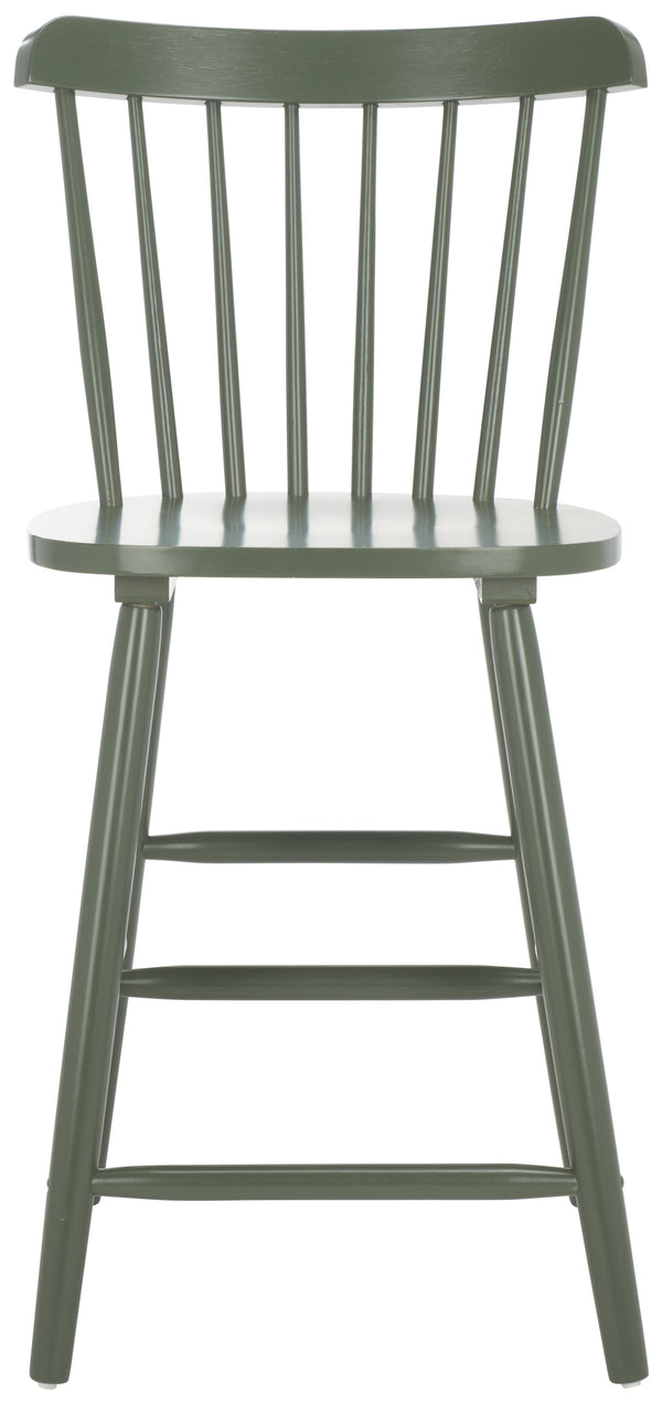 Safavieh Galena Counter Stool Set Of 2 - Chic Spindle Back Design In Classic White For Rustic Kitchen Style Dusty Green Wood Bst8503f-set2