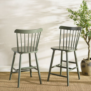 Safavieh Galena Counter Stool Set Of 2 - Chic Spindle Back Design In Classic White For Rustic Kitchen Style Dusty Green Wood Bst8503f-set2