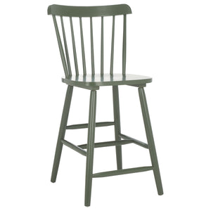 Safavieh Galena Counter Stool Set Of 2 - Chic Spindle Back Design In Classic White For Rustic Kitchen Style Dusty Green Wood Bst8503f-set2