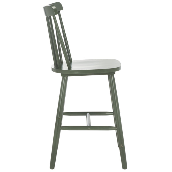 Safavieh Galena Counter Stool Set Of 2 - Chic Spindle Back Design In Classic White For Rustic Kitchen Style Dusty Green Wood Bst8503f-set2