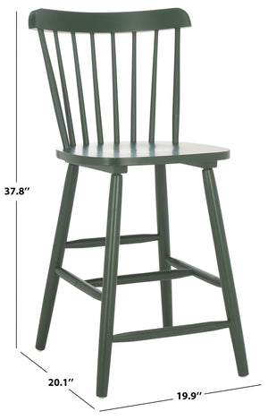 Safavieh Galena Counter Stool Set Of 2 - Chic Spindle Back Design In Classic White For Rustic Kitchen Style Garden Green Wood Bst8503g-set2