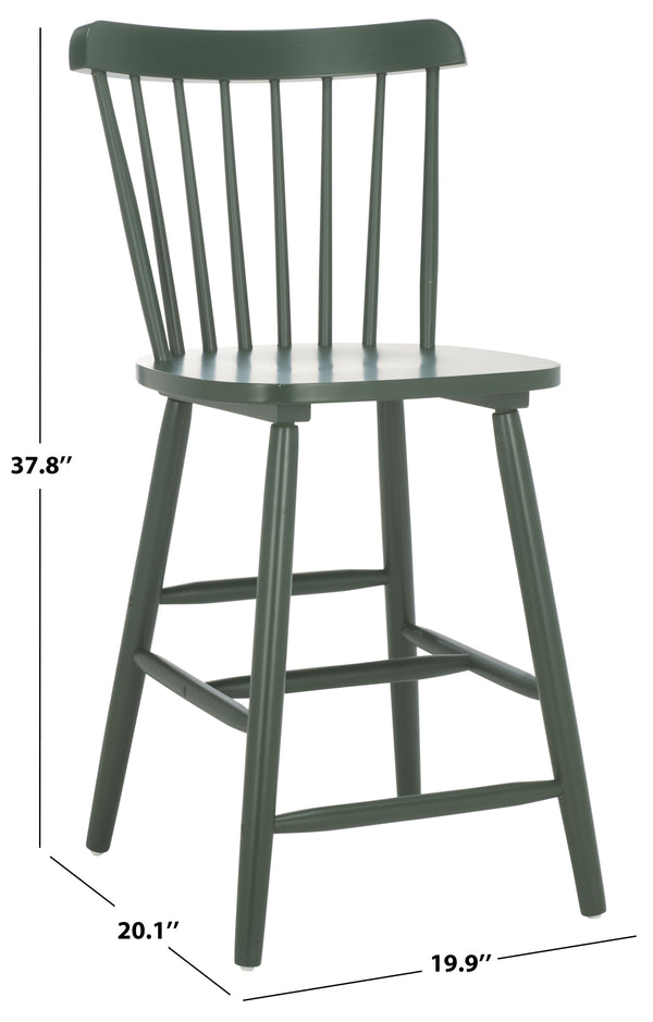 Safavieh Galena Counter Stool Set Of 2 - Chic Spindle Back Design In Classic White For Rustic Kitchen Style Garden Green Wood Bst8503g-set2