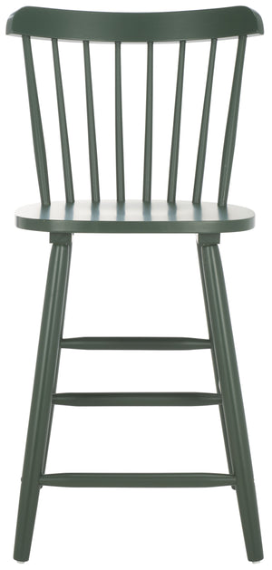 Safavieh Galena Counter Stool Set Of 2 - Chic Spindle Back Design In Classic White For Rustic Kitchen Style Garden Green Wood Bst8503g-set2