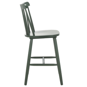 Safavieh Galena Counter Stool Set Of 2 - Chic Spindle Back Design In Classic White For Rustic Kitchen Style Garden Green Wood Bst8503g-set2