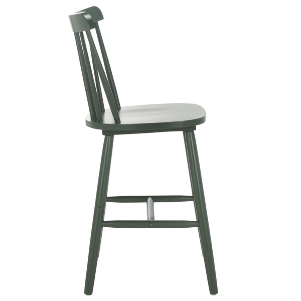 Safavieh Galena Counter Stool Set Of 2 - Chic Spindle Back Design In Classic White For Rustic Kitchen Style Garden Green Wood Bst8503g-set2