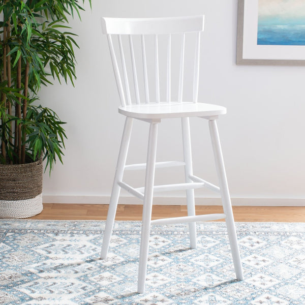 Safavieh PROVIDENCE Bar Stool Set – Timeless Spindle Back Design for Elegant Home Bars & Kitchen Spaces White BST8504A-SET2