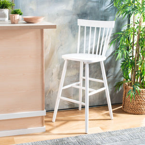 Safavieh PROVIDENCE Bar Stool Set – Timeless Spindle Back Design for Elegant Home Bars & Kitchen Spaces White BST8504A-SET2