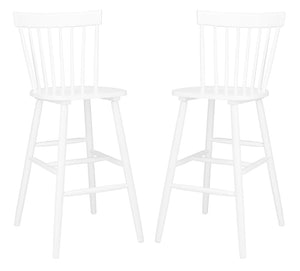Safavieh PROVIDENCE Bar Stool Set – Timeless Spindle Back Design for Elegant Home Bars & Kitchen Spaces White BST8504A-SET2
