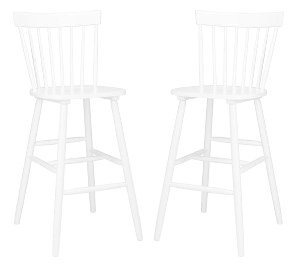 Safavieh PROVIDENCE Bar Stool Set – Timeless Spindle Back Design for Elegant Home Bars & Kitchen Spaces White BST8504A-SET2