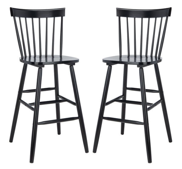 Safavieh PROVIDENCE Bar Stool Set – Timeless Spindle Back Design for Elegant Home Bars & Kitchen Spaces Black BST8504B-SET2