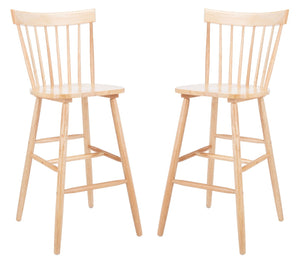 Safavieh PROVIDENCE Bar Stool Set – Timeless Spindle Back Design for Elegant Home Bars & Kitchen Spaces Natural BST8504C-SET2