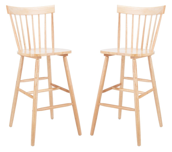Safavieh PROVIDENCE Bar Stool Set – Timeless Spindle Back Design for Elegant Home Bars & Kitchen Spaces Natural BST8504C-SET2