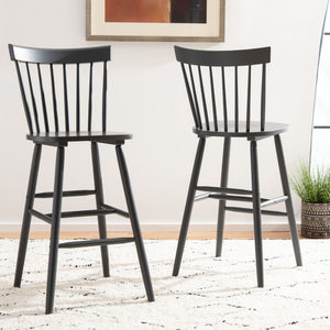 Safavieh PROVIDENCE Bar Stool Set – Timeless Spindle Back Design for Elegant Home Bars & Kitchen Spaces Grey BST8504D-SET2