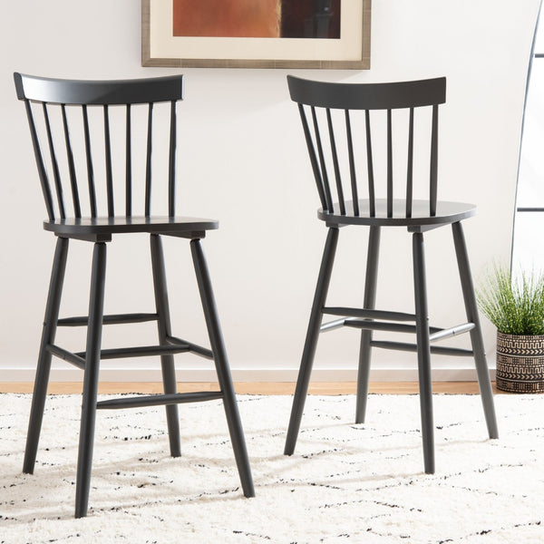 Safavieh PROVIDENCE Bar Stool Set – Timeless Spindle Back Design for Elegant Home Bars & Kitchen Spaces Grey BST8504D-SET2