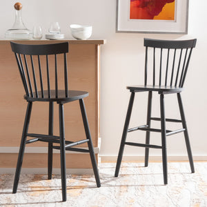 Safavieh PROVIDENCE Bar Stool Set – Timeless Spindle Back Design for Elegant Home Bars & Kitchen Spaces Grey BST8504D-SET2
