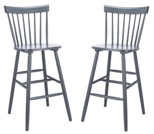 Safavieh PROVIDENCE Bar Stool Set – Timeless Spindle Back Design for Elegant Home Bars & Kitchen Spaces Grey BST8504D-SET2