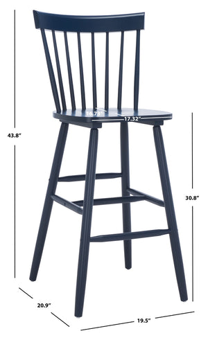 Safavieh PROVIDENCE Bar Stool Set – Timeless Spindle Back Design for Elegant Home Bars & Kitchen Spaces Navy BST8504E-SET2