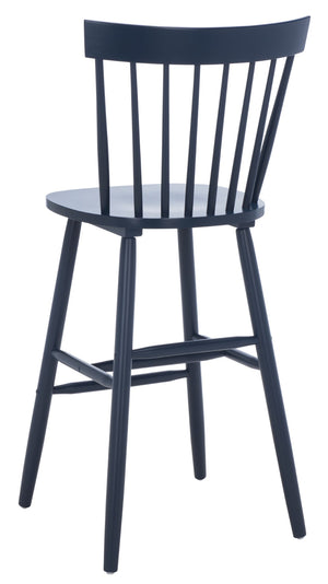 Safavieh PROVIDENCE Bar Stool Set – Timeless Spindle Back Design for Elegant Home Bars & Kitchen Spaces Navy BST8504E-SET2