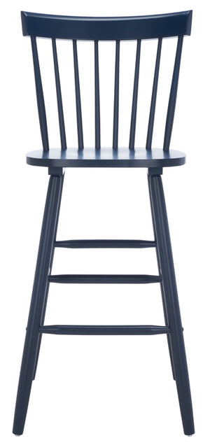 Safavieh PROVIDENCE Bar Stool Set – Timeless Spindle Back Design for Elegant Home Bars & Kitchen Spaces Navy BST8504E-SET2